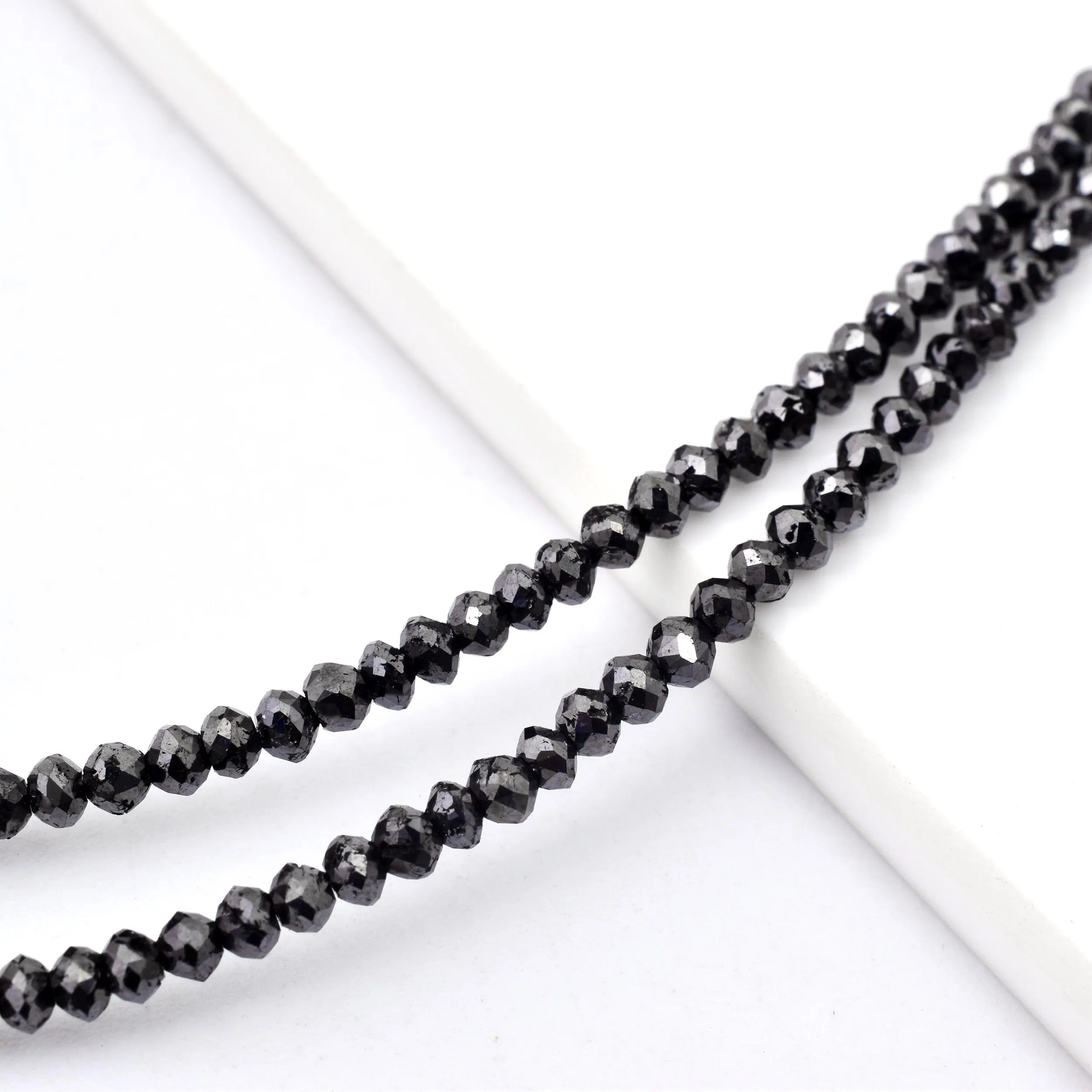 15 Inch Natural Strand Faceted Black Diamond Rondelle Beads 2-3mm