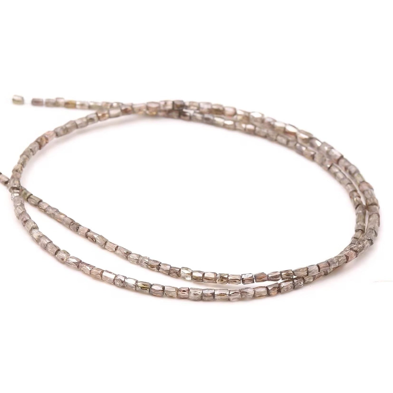 Two beaded necklaces on a white background