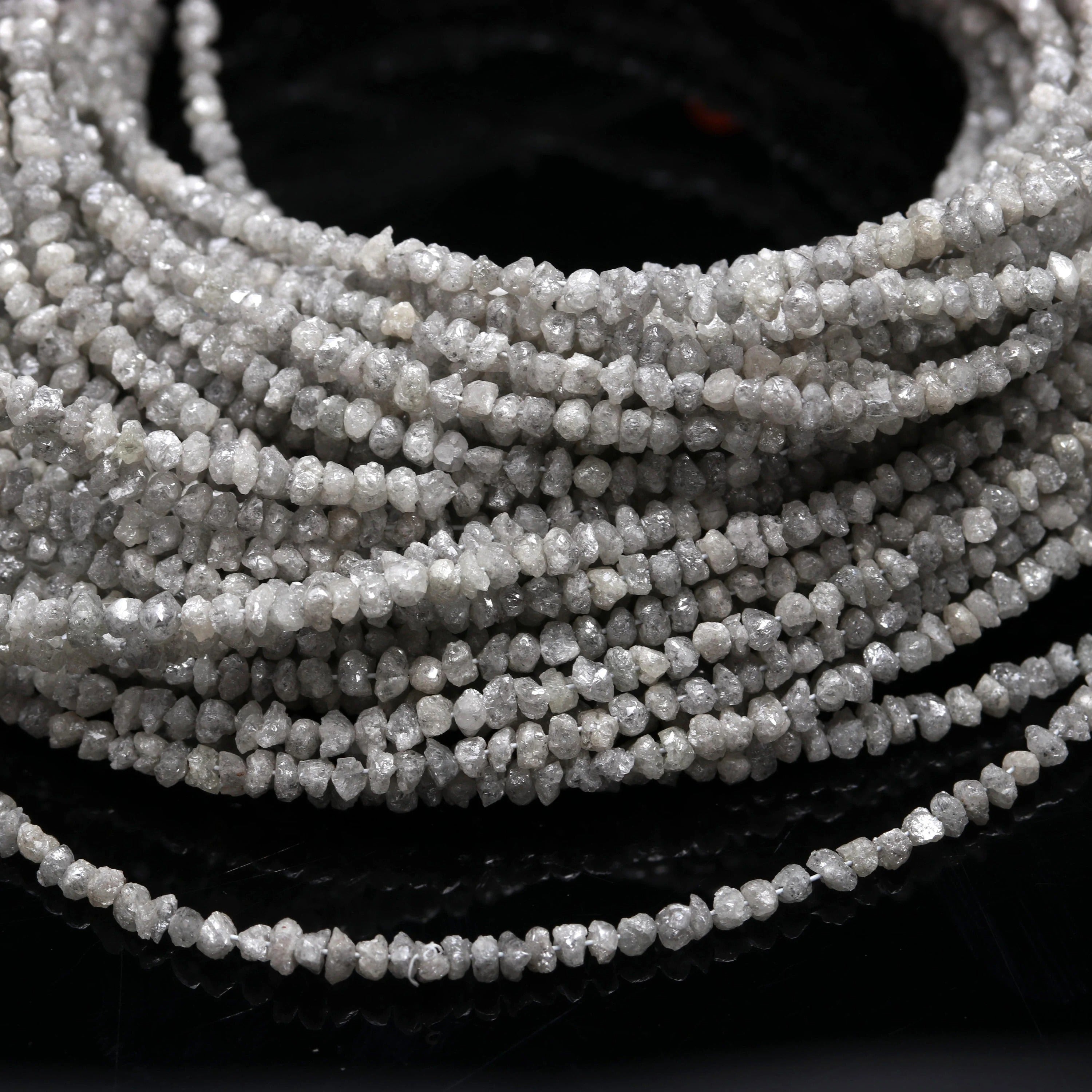 AAA 15 inch Strand Natural Grey Rough Diamond Beads 2-2.5 mm