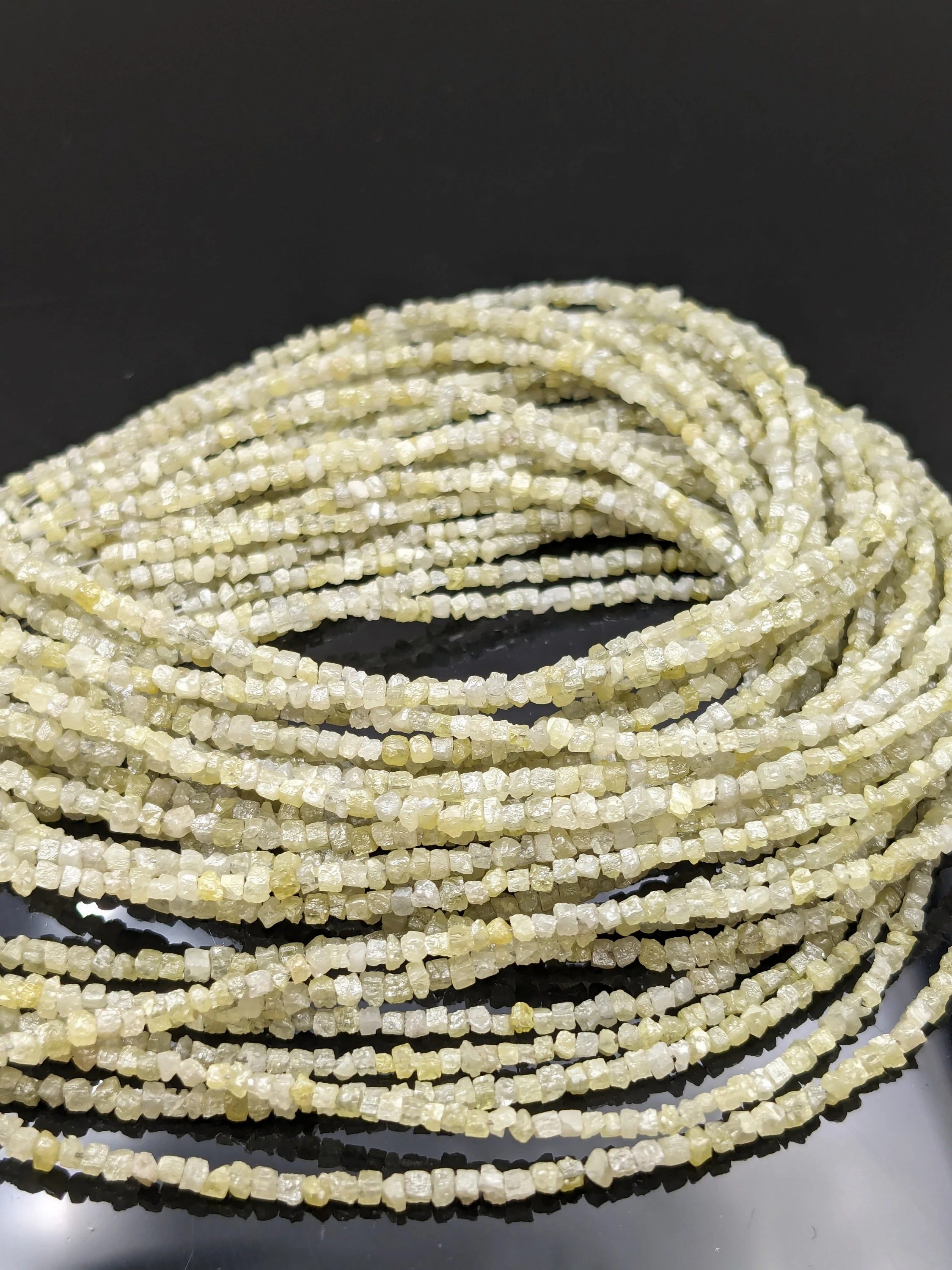 Raw Light Yellow Diamond Cube Beads Uncut Fancy Shape Beads 1.5-2 mm