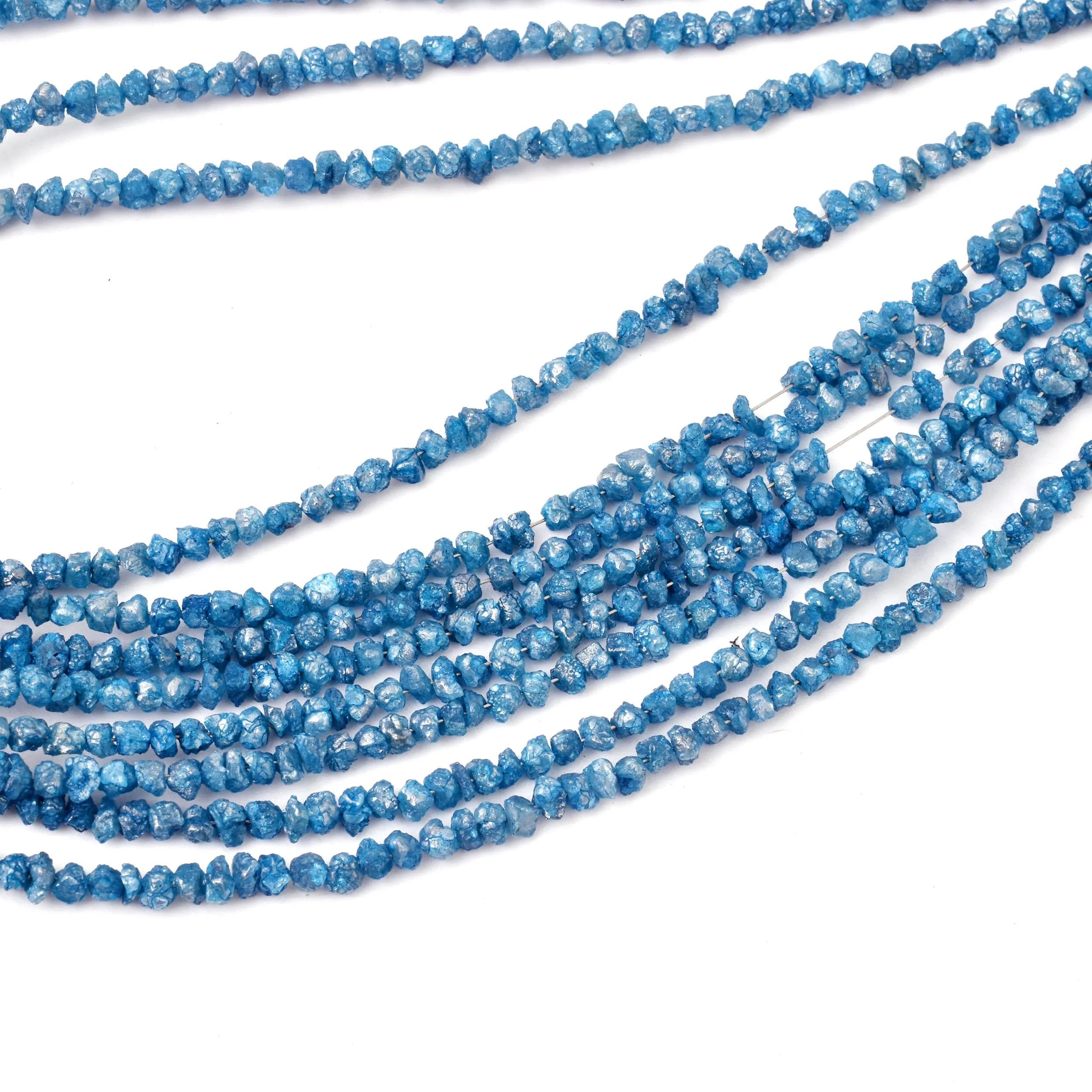 15 Inch Strand Blue Uncut Diamond Beads Raw Rough Nuggets Beads