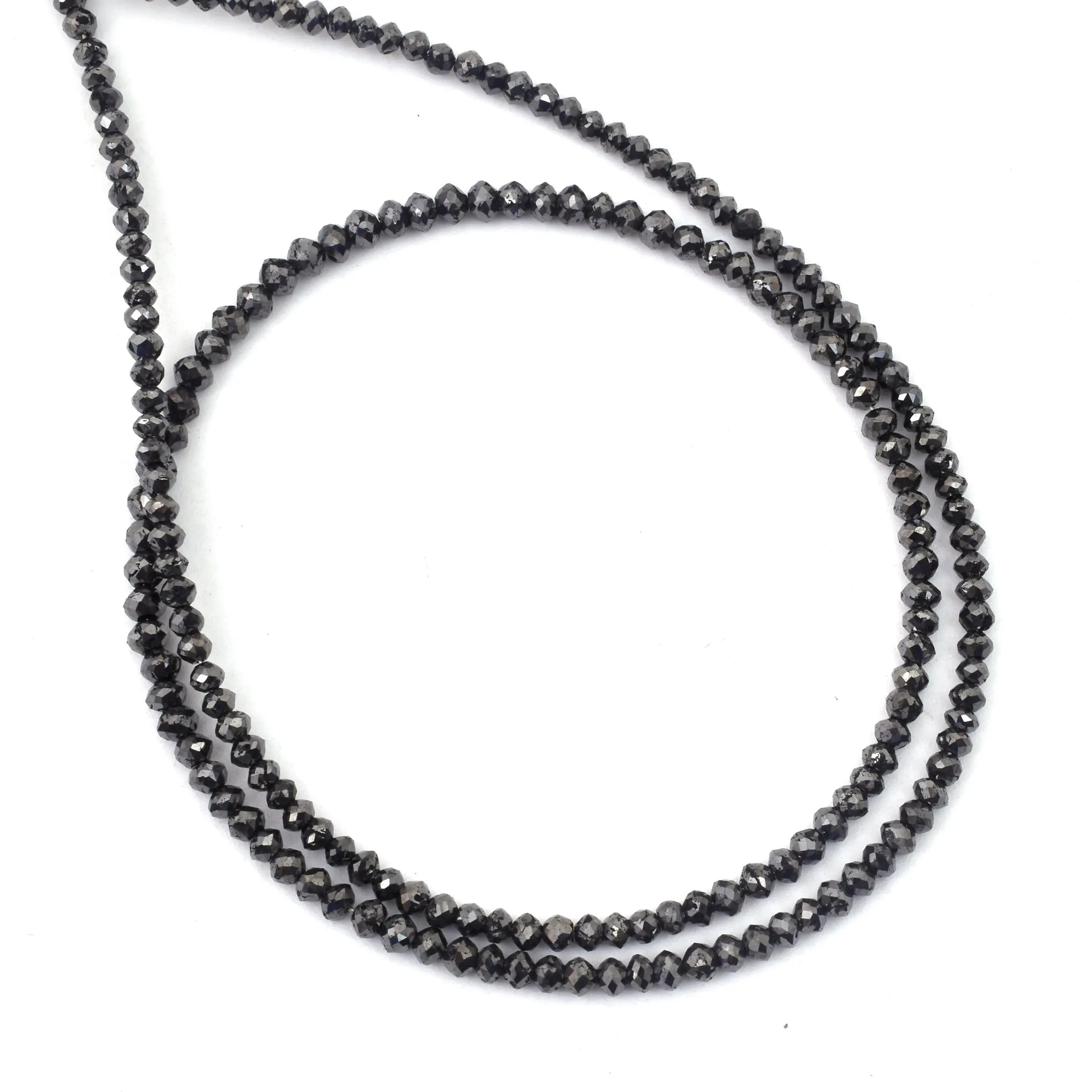 15 Inch Natural Strand Faceted Black Diamond Rondelle Beads 2-3mm