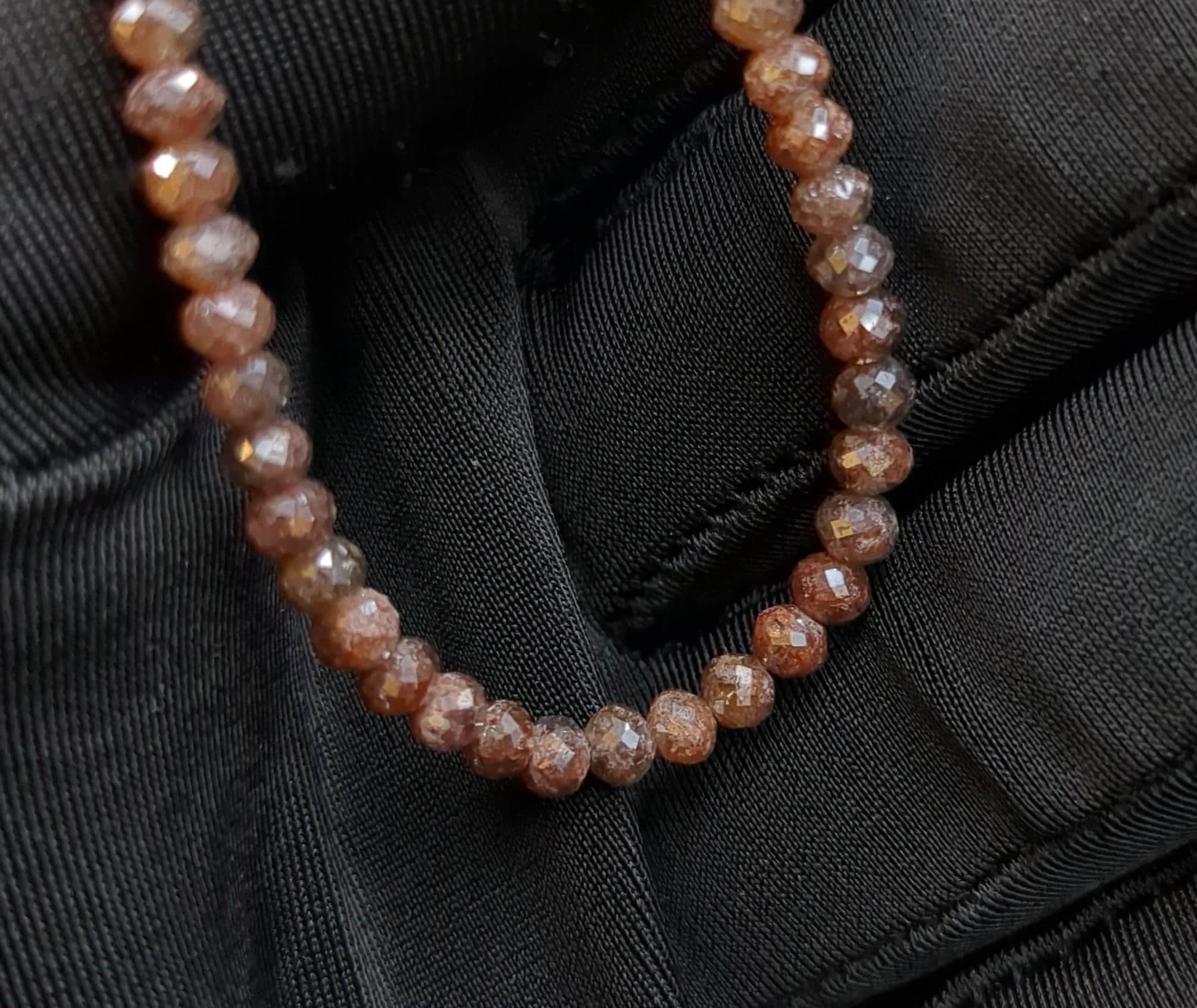 AAA+ Champagne Rondelle 15 inch Natural Faceted Red Diamond Beads