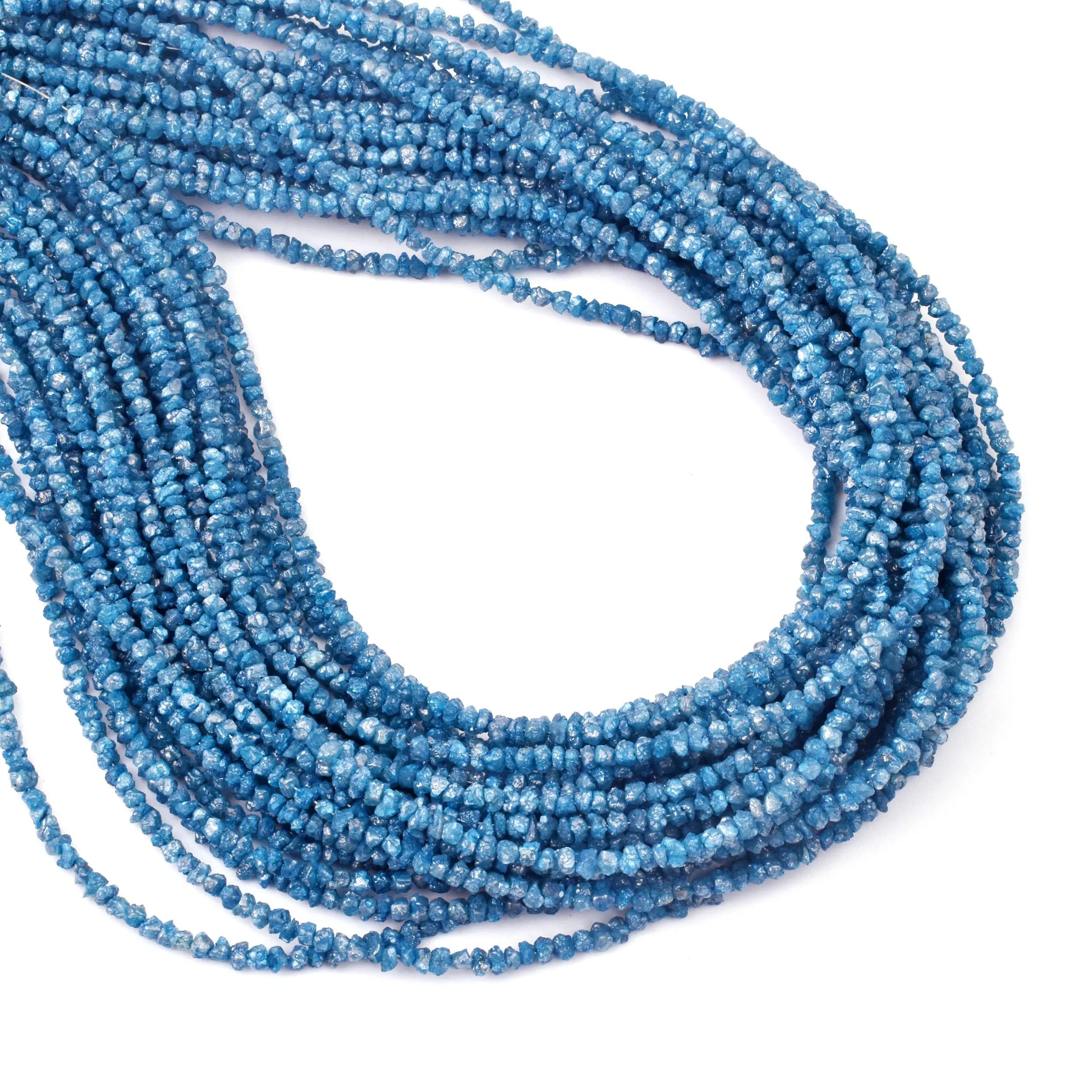 15 Inch Strand Blue Uncut Diamond Beads Raw Rough Nuggets Beads