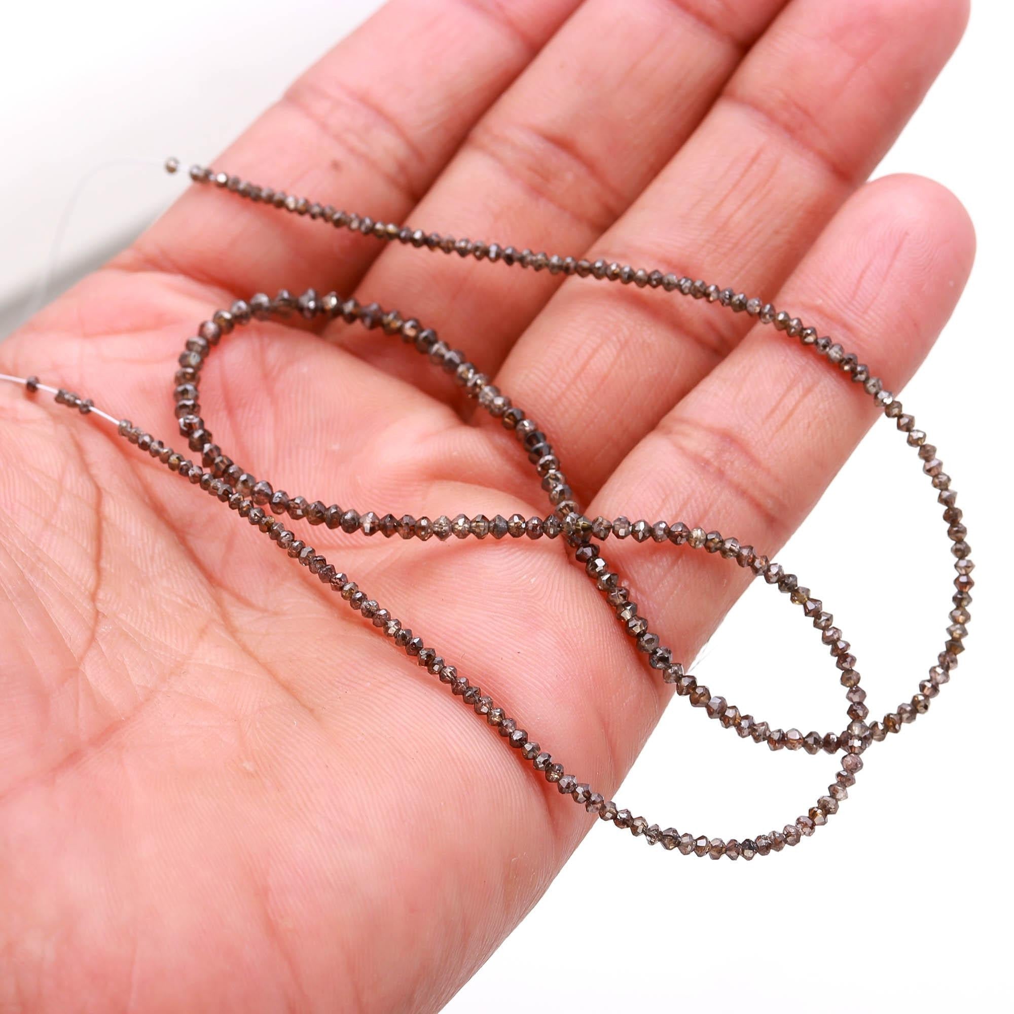 15 inch Champagne Diamond Salt and Pepper Natural Beads 2 mm