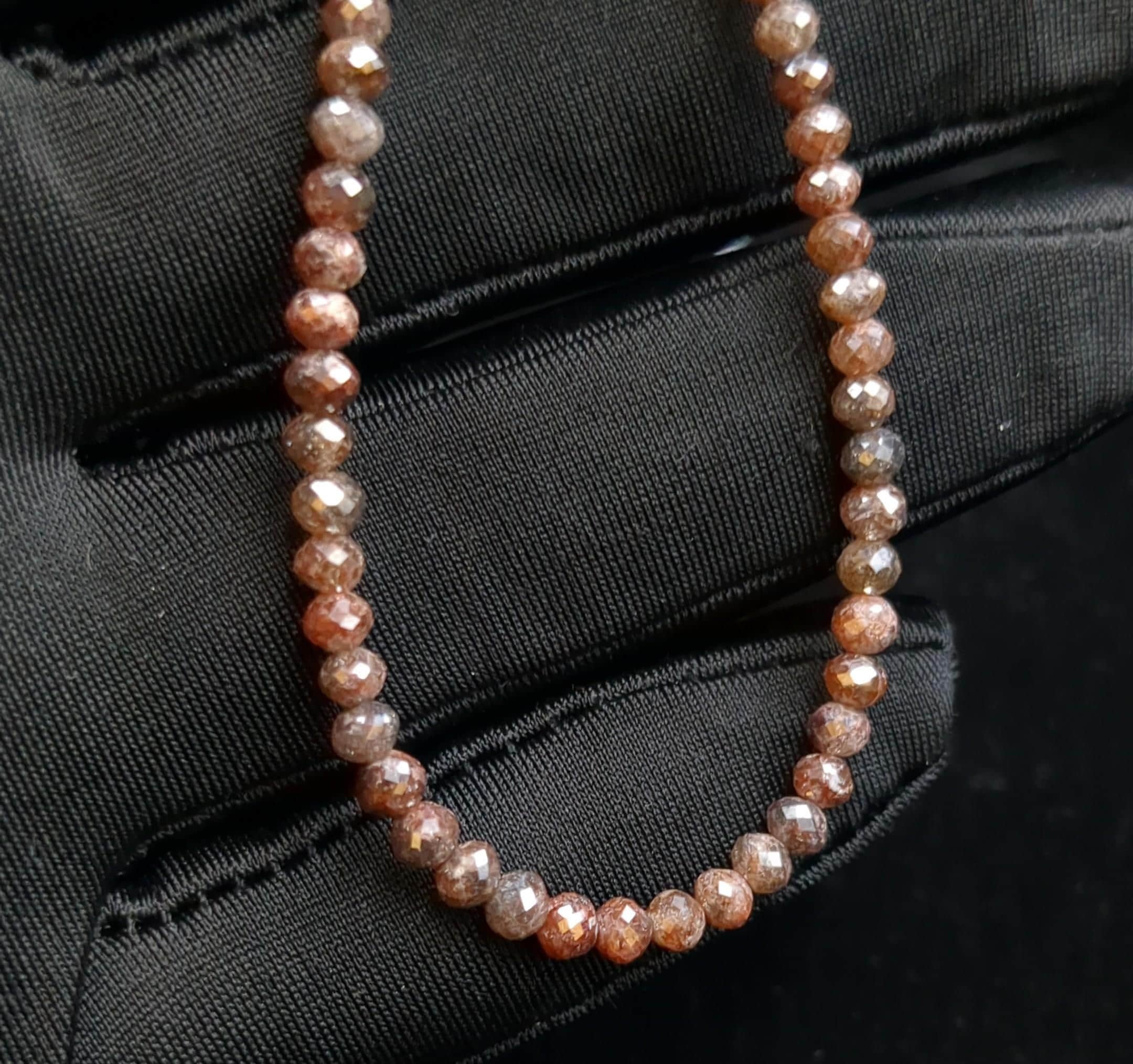 AAA+ Champagne Rondelle 15 inch Natural Faceted Red Diamond Beads