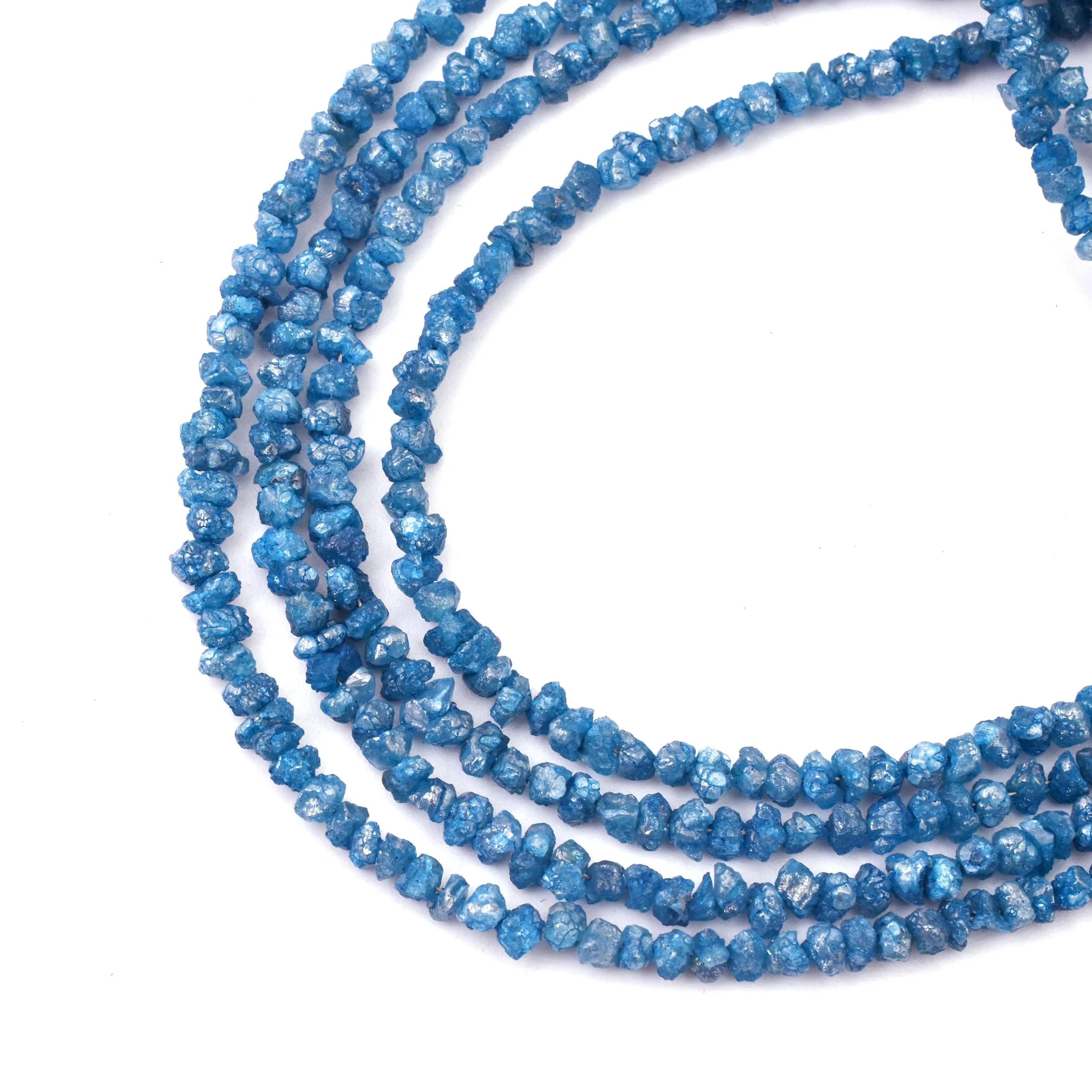 15 Inch Strand Blue Uncut Diamond Beads Raw Rough Nuggets Beads