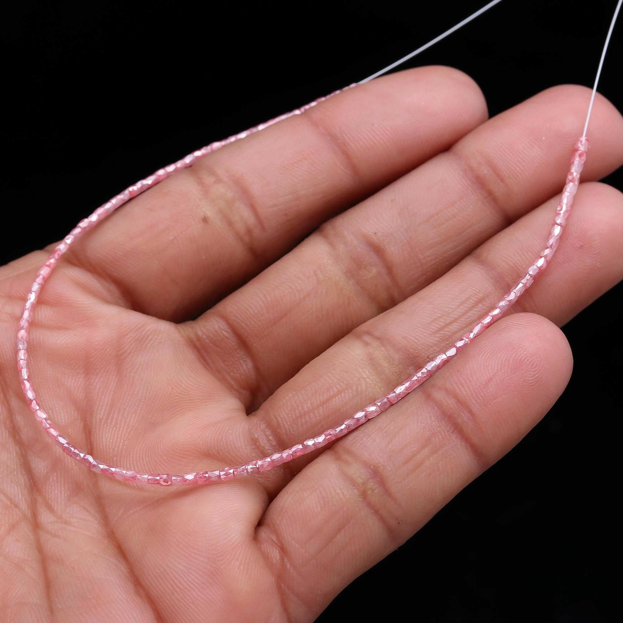 7.5 inch Natural Pink Diamond Bead Tube Jewellery Making 1.5 - 2.5 mm