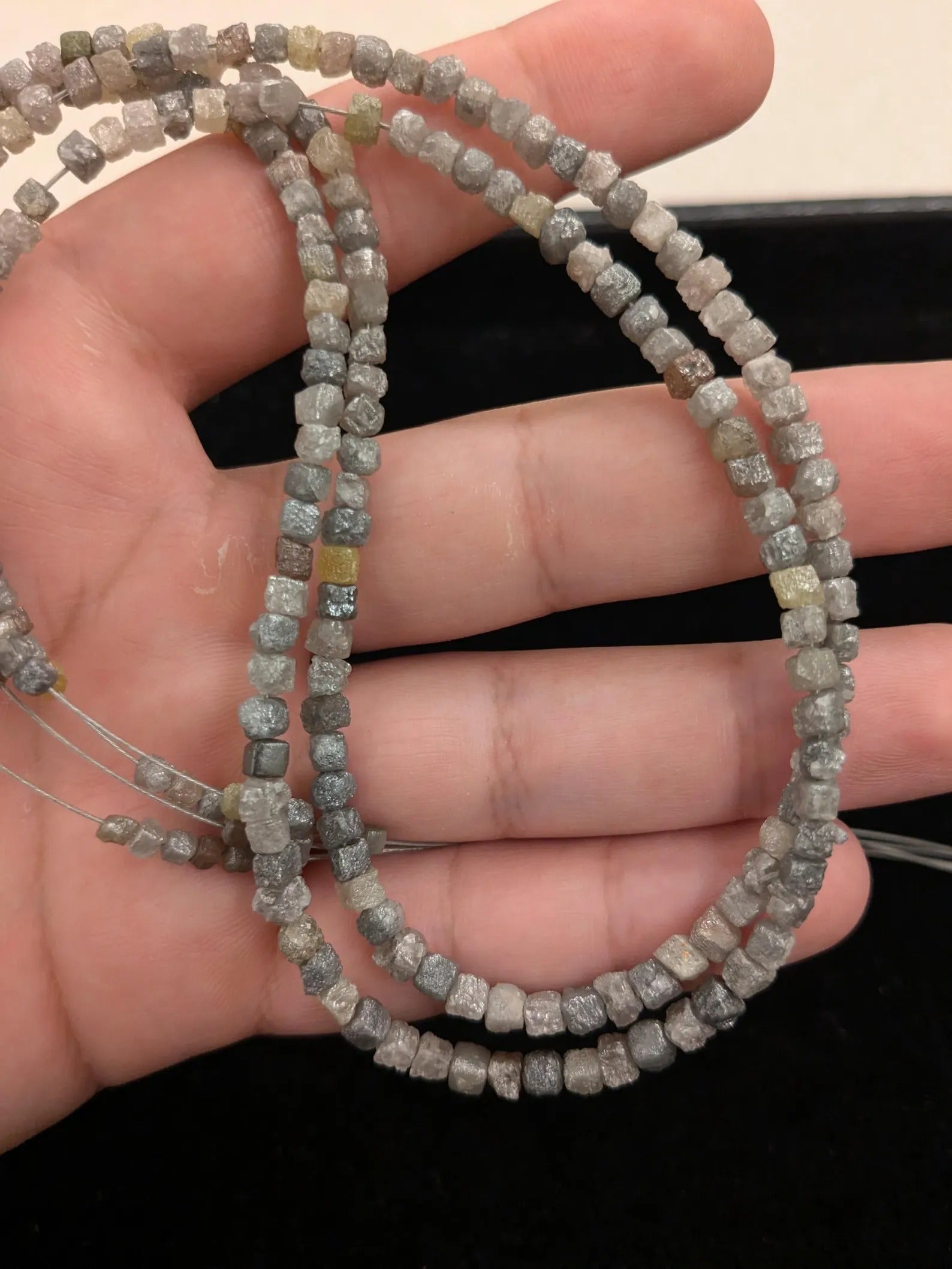 15 Inch Strand Natural Grey Uncut Rough Diamond Cube Beads 3mm