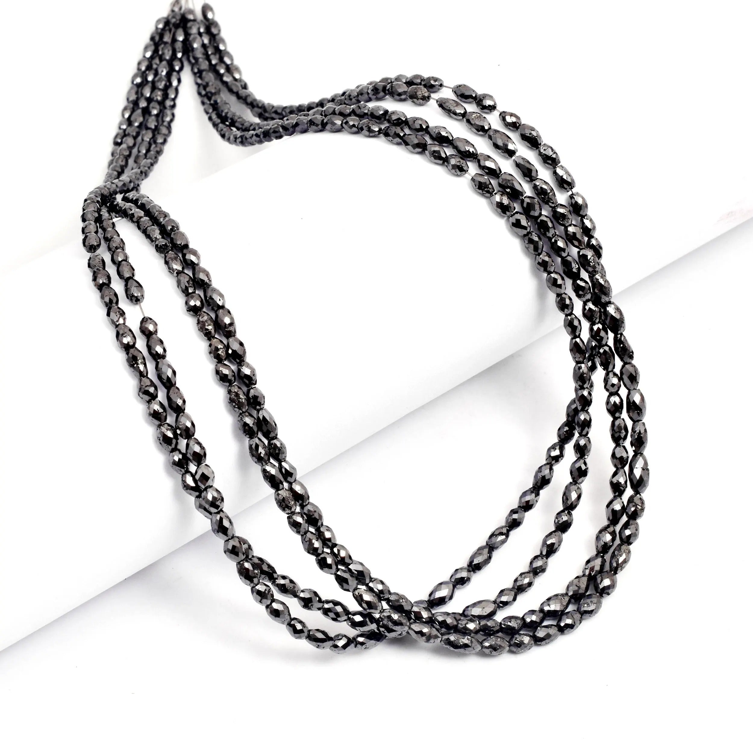 15 Inch Black Diamond Beads Natural Strand jewellery making 4 mm
