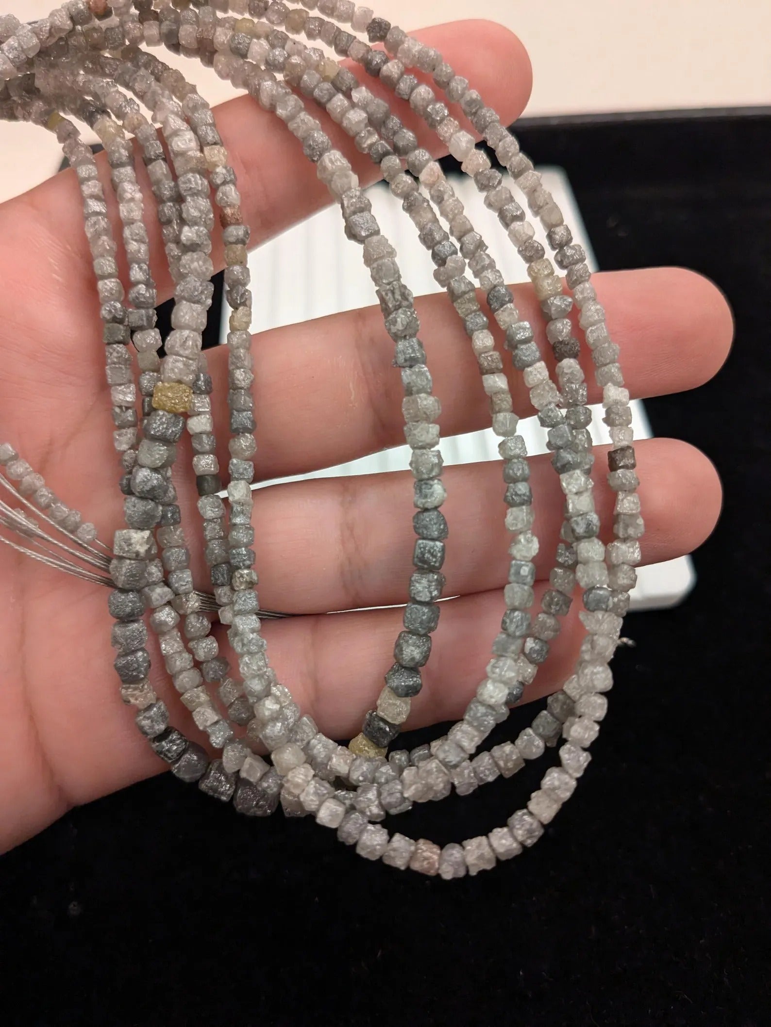 15 Inch Strand Natural Grey Uncut Rough Diamond Cube Beads 3mm