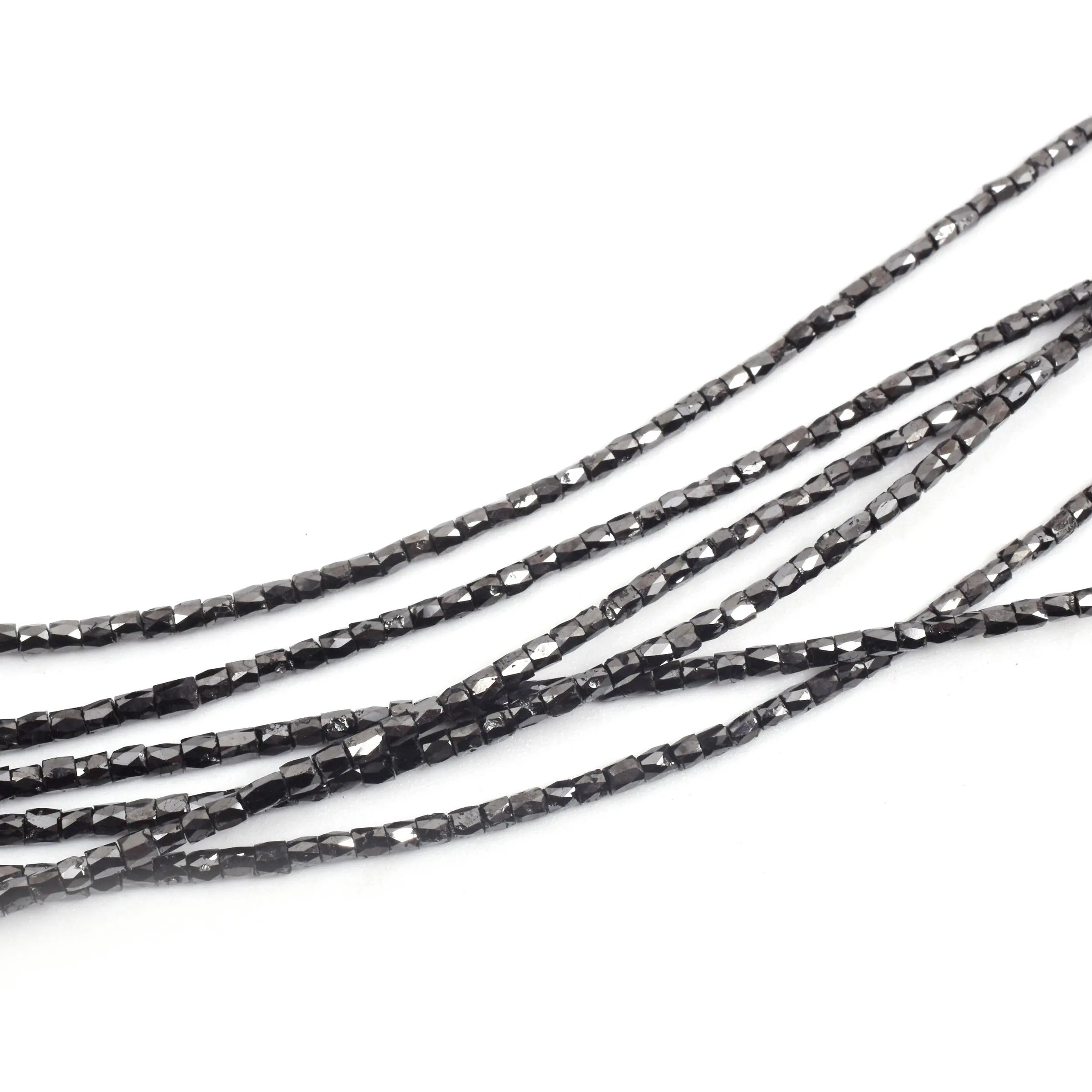 Natural Faceted Black Diamond Tube Beads Natural diamond Strand 3 mm