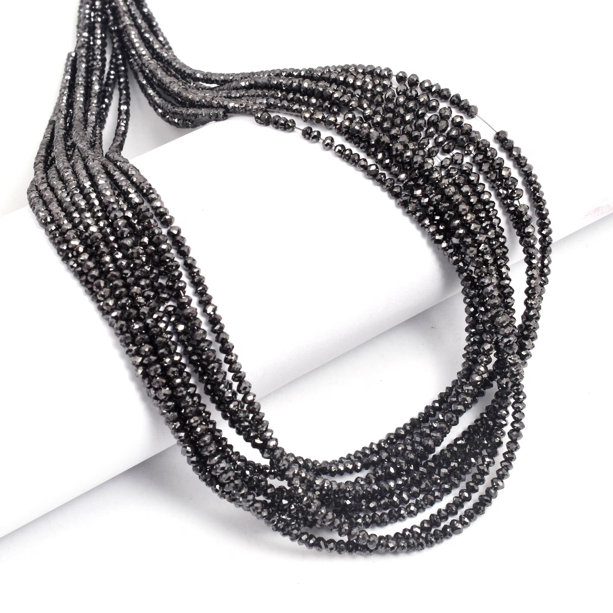 AAA Grade Natural Faceted Black Diamond Rondelle Beads 2.2-3mm