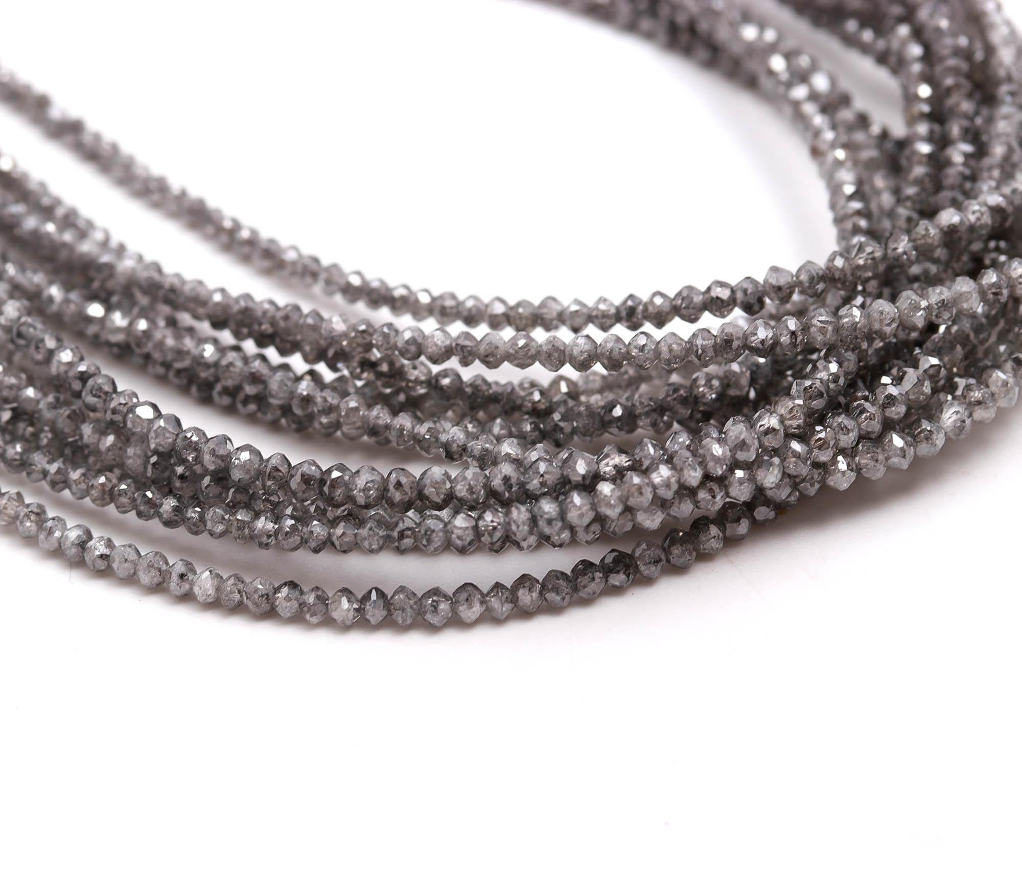 15 Inch Natural Salt And Pepper Diamond Beads Making Jewellery 2 mm