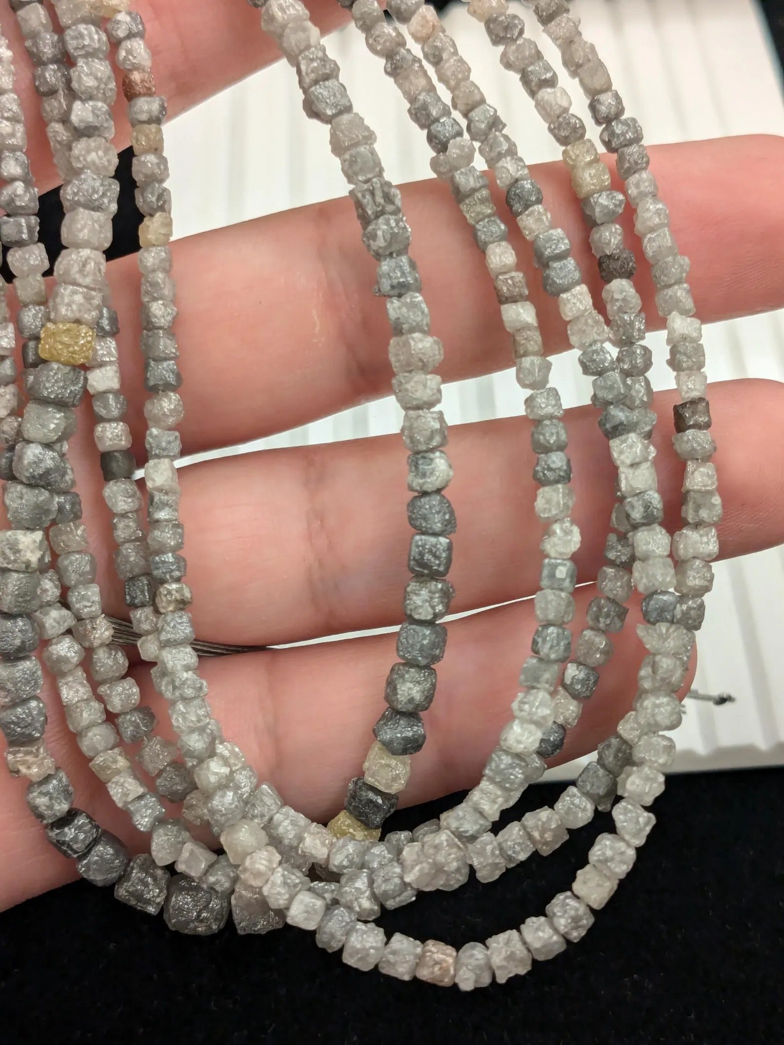 15 Inch Strand Natural Grey Uncut Rough Diamond Cube Beads 3mm