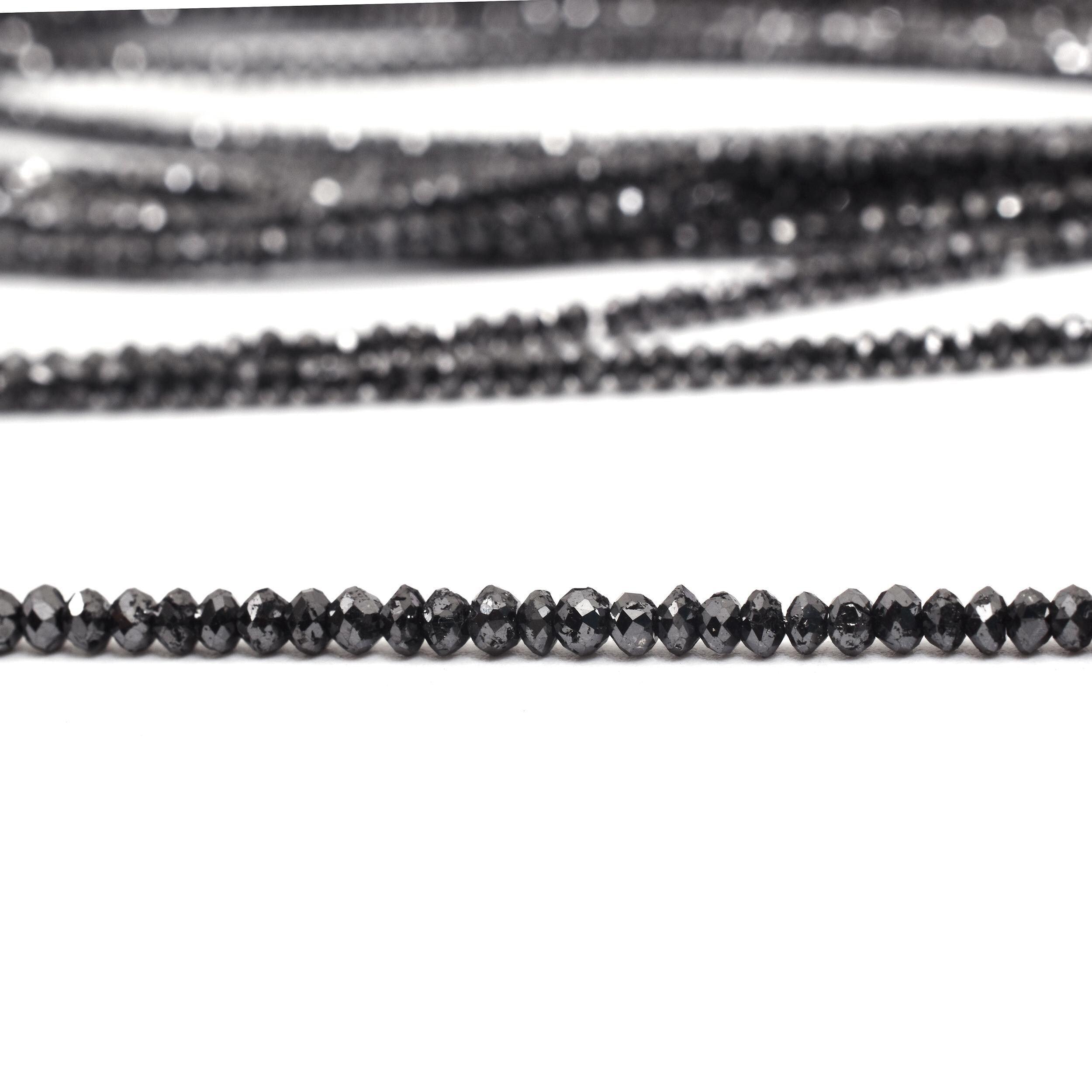 AAA Grade Natural Faceted Black Diamond Rondelle Beads 2.2-3mm