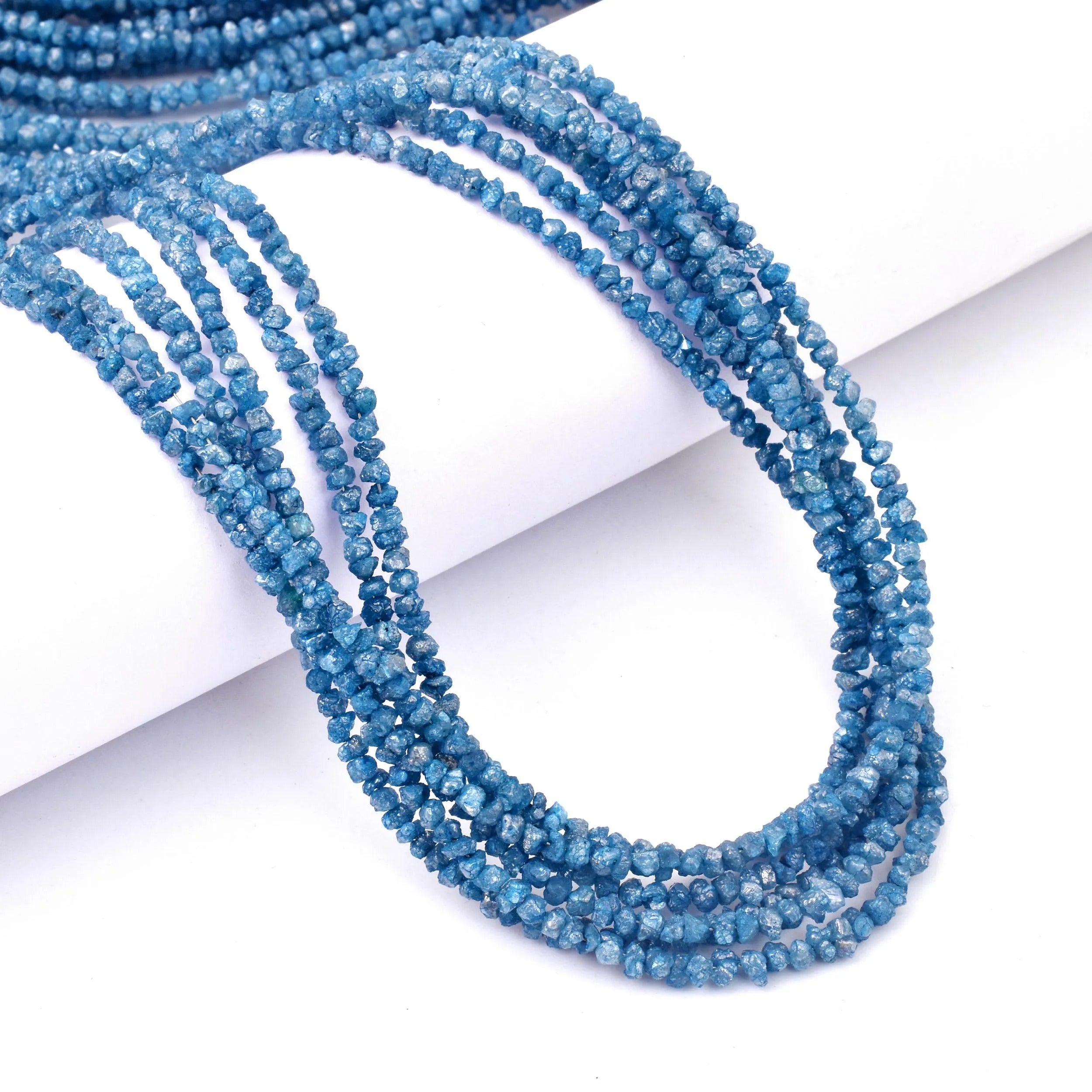 15 Inch Strand Blue Uncut Diamond Beads Raw Rough Nuggets Beads