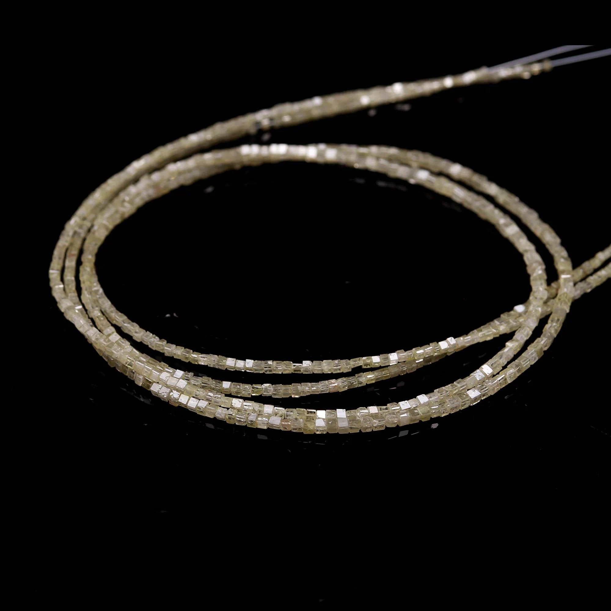 14 inch Salt And Pepper Light Yellow Cube Natural Diamond Beads 2 mm