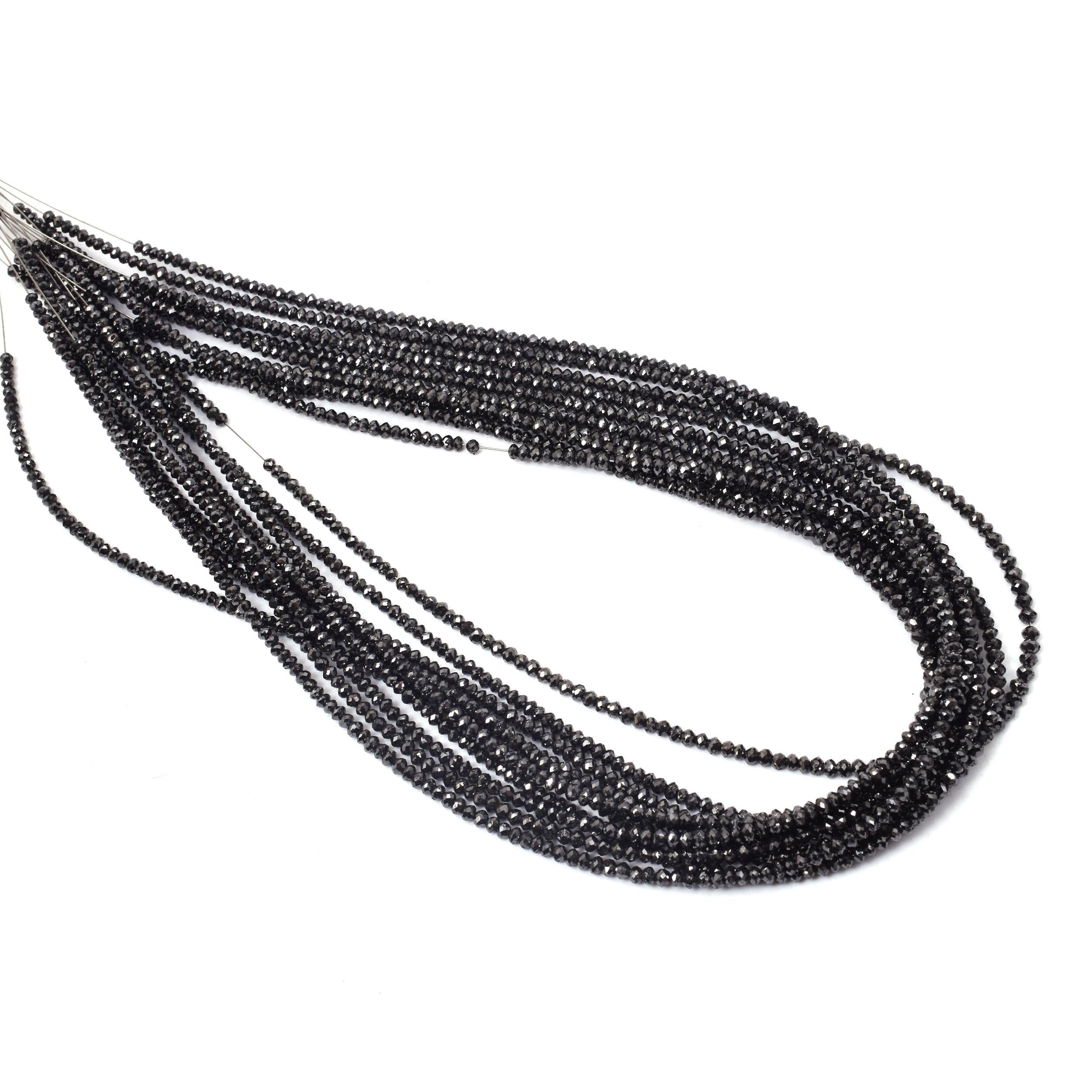 AAA Grade Natural Faceted Black Diamond Rondelle Beads 2.2-3mm