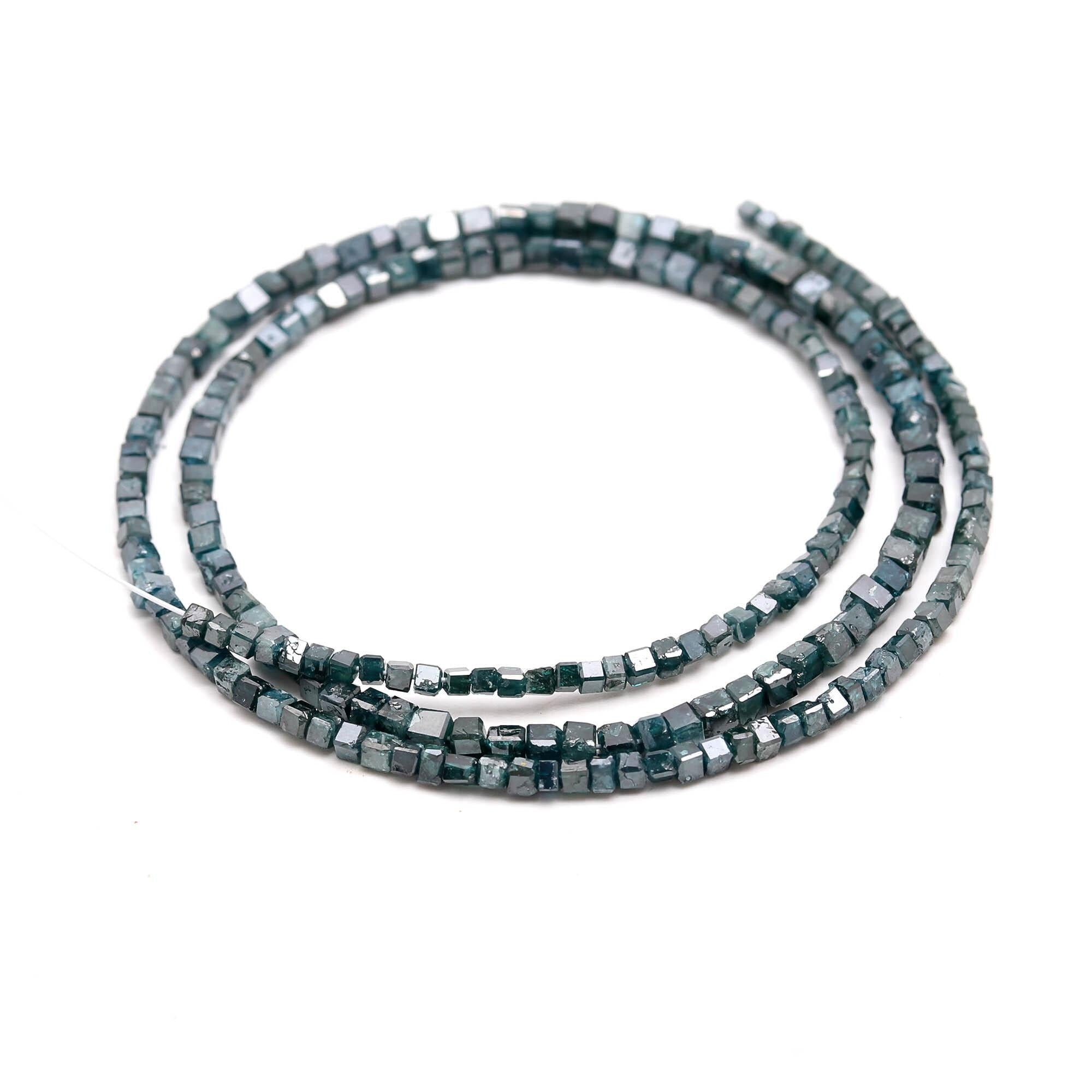 36 cm Blue diamond faceted cube natural real diamond beads 2.5 mm