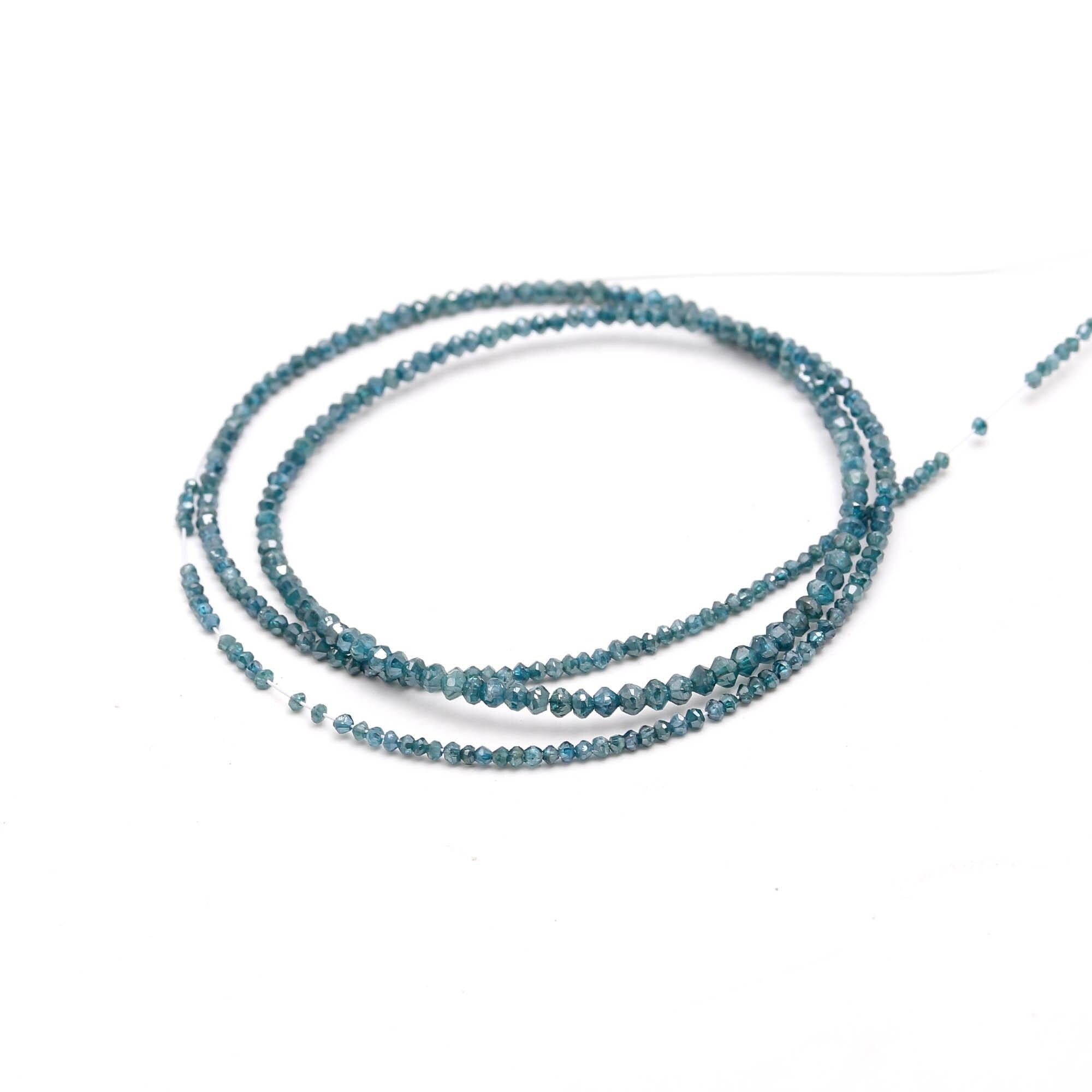 15 Inch Natural Salt And Pepper Blue Diamond Beads Faceted Rondelle