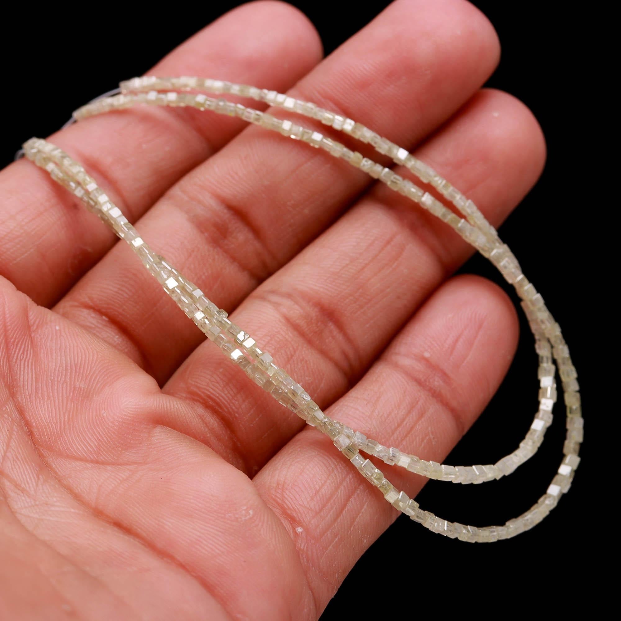 14 inch Salt And Pepper Light Yellow Cube Natural Diamond Beads 2 mm