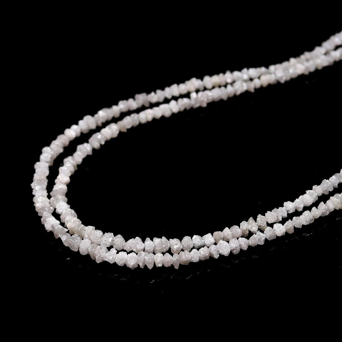 15 Inch Strand Raw Rough Diamond Beads Uncut Grey White Beads 3mm