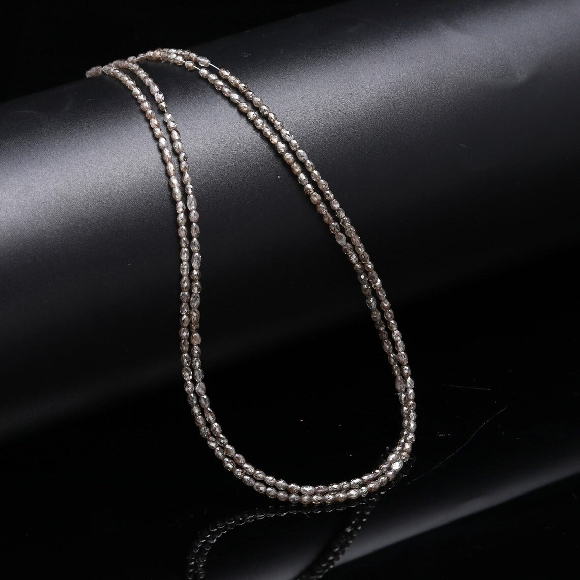 15 Inch  AAA+ Quality Champagne Diamond Bead Necklace Faceted Barrel Natural