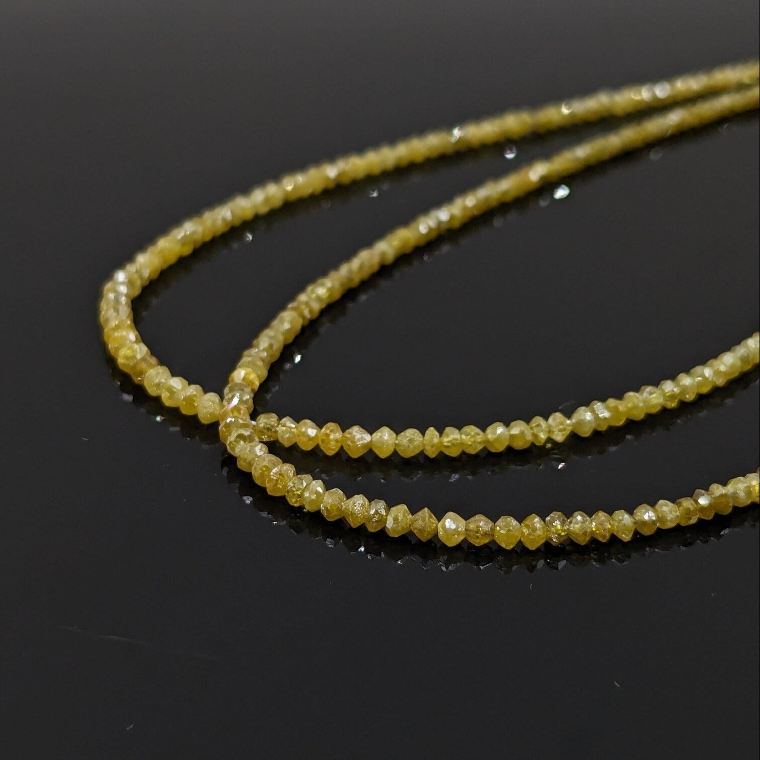 15 Inch AAA Natural Yellow Diamond Beads Faceted 1.8-2.2 mm