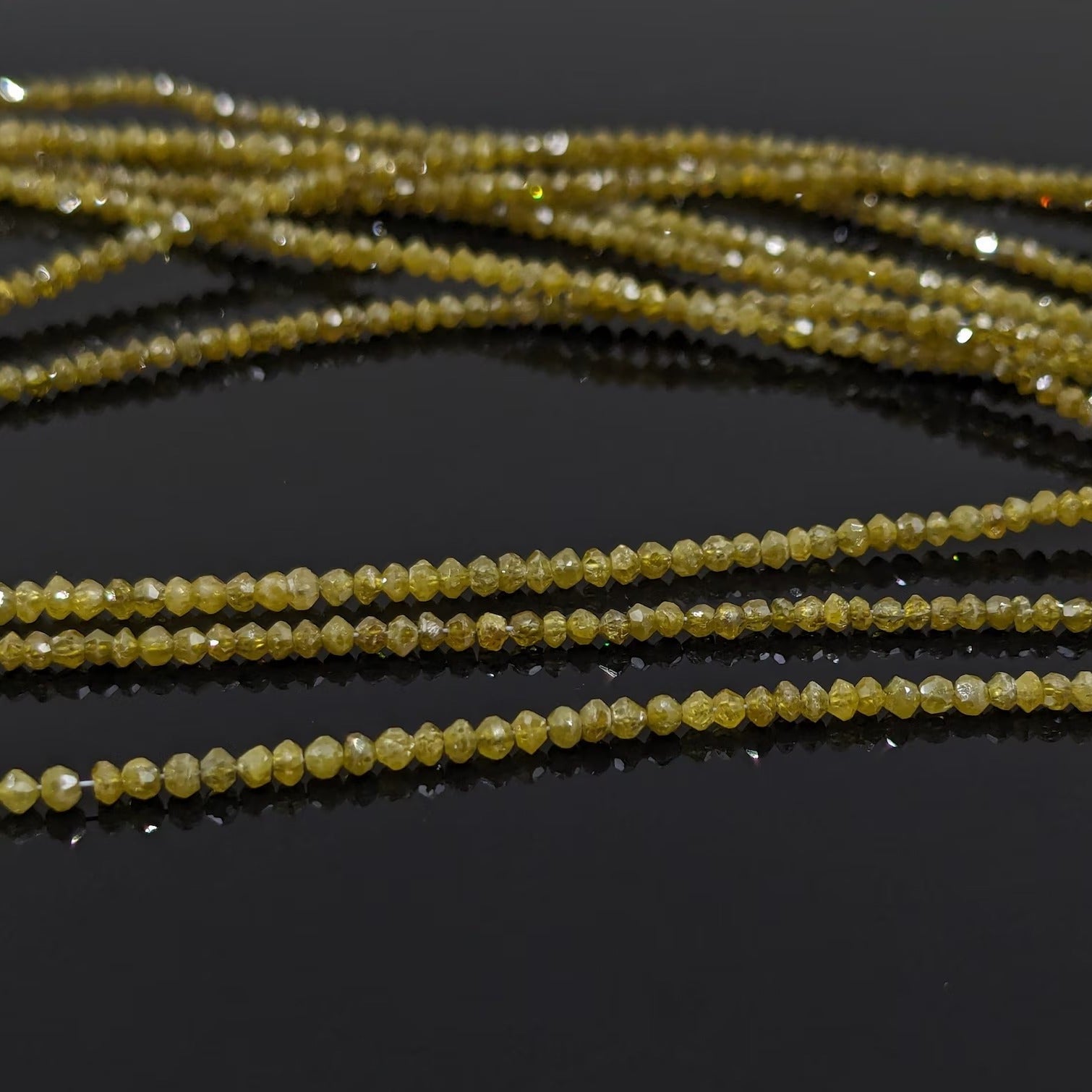 15 Inch AAA Natural Yellow Diamond Beads Faceted 1.8-2.2 mm