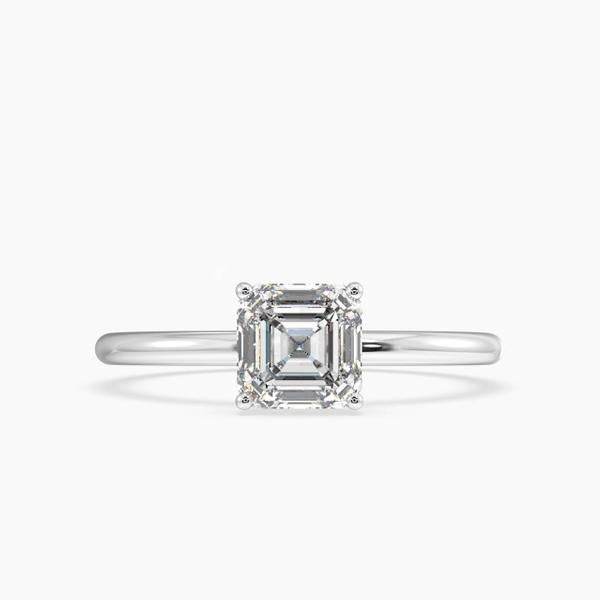 Bdaya Asscher Solitaire Engagement Ring 14K / 18K Solid Gold