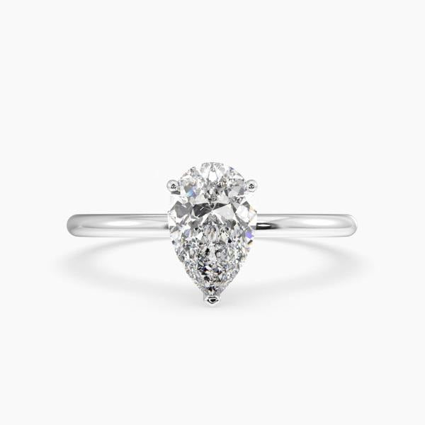 Bdaya Pear Solitaire Engagement Ring 14K / 18K Solid Gold
