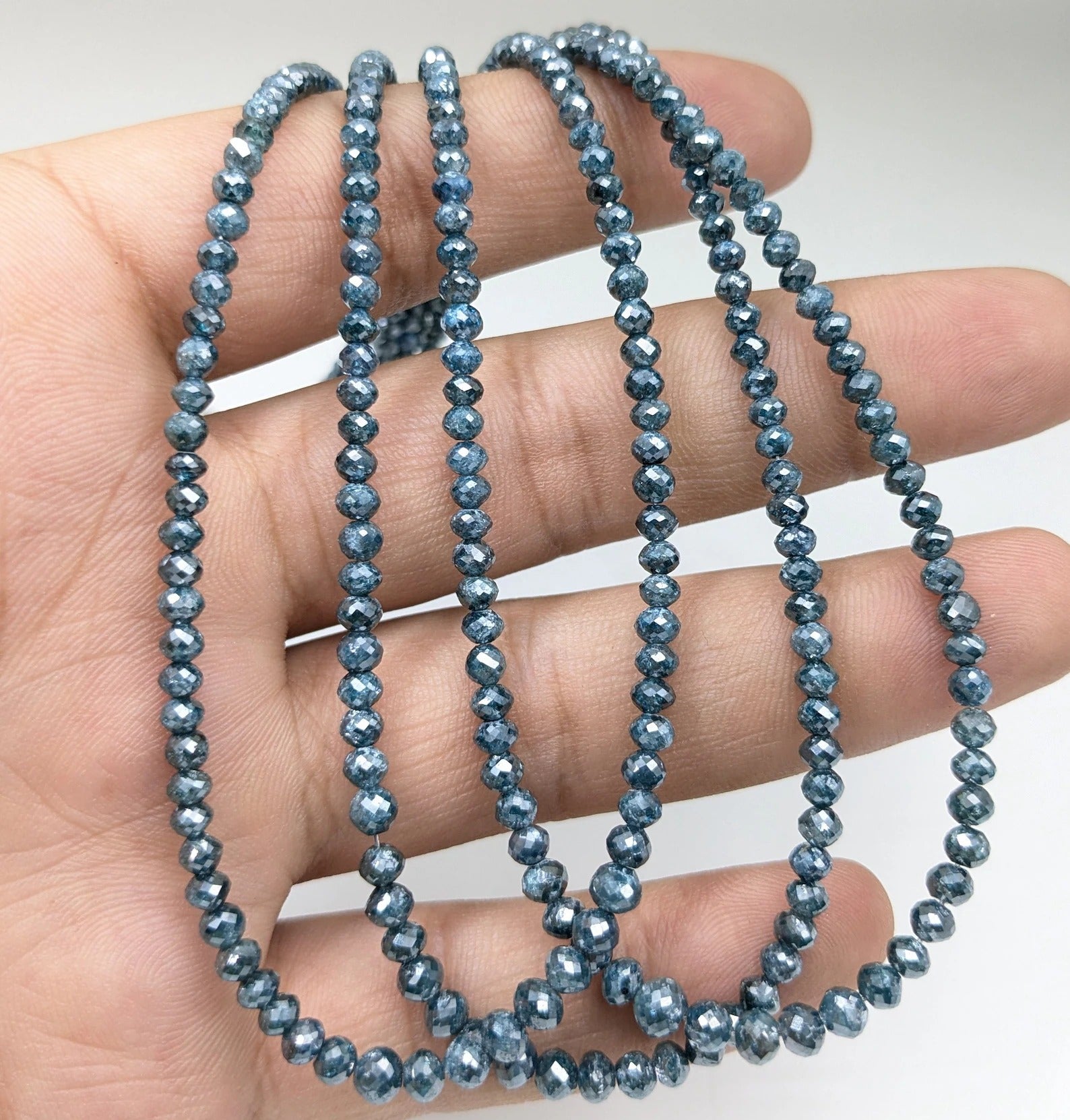16 inch Natural Blue Diamond Beads jewellery making 4mm