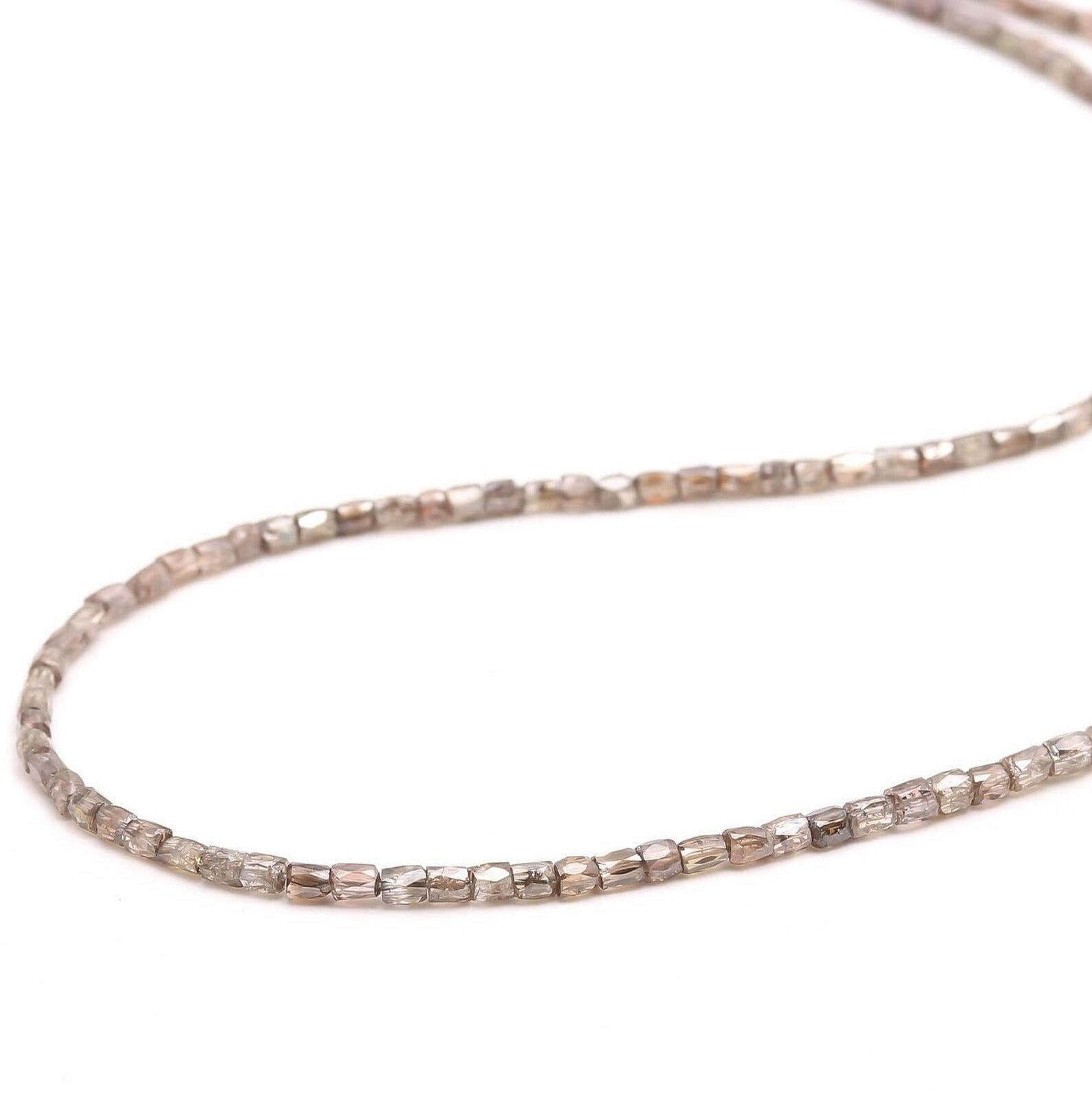 15 Inch Natural Faceted Champagne Diamond Tube Beads Sparkling handmade 3mm