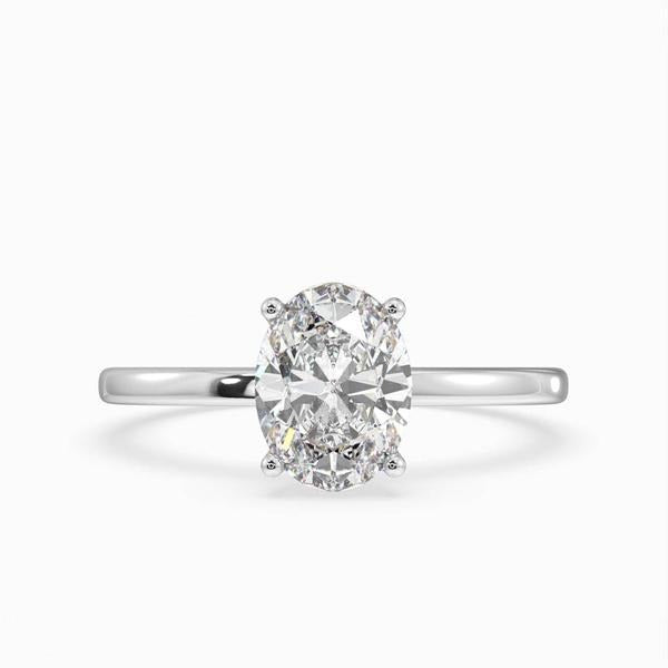 Deltic Oval Solitaire Engagement Ring 14K / 18K Solid Gold