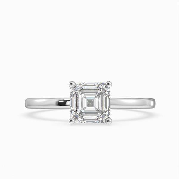 Deltic Asscher Solitaire Engagement Ring 14K / 18K Solid Gold