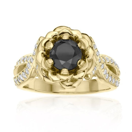 Bella Infinity Black and White Diamond Engagement Ring 14k Gold