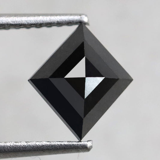1.61 Carat Design Black Diamond Ring Lozenge Cut Loose Natural Diamond 9 MM