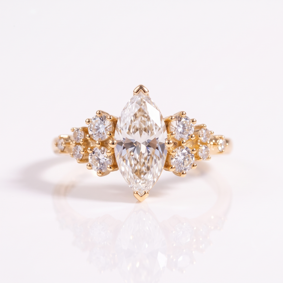 18k Gold 1ct D VVS1 Marquise Engagement Ring Celeste