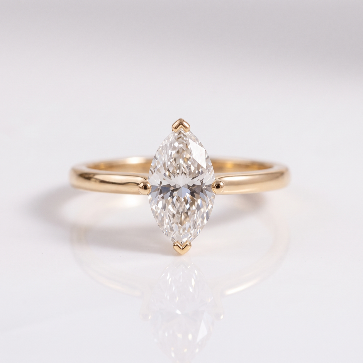18k Gold 1ct D VVS1 Solitaire Marquise Engagement Ring Stella