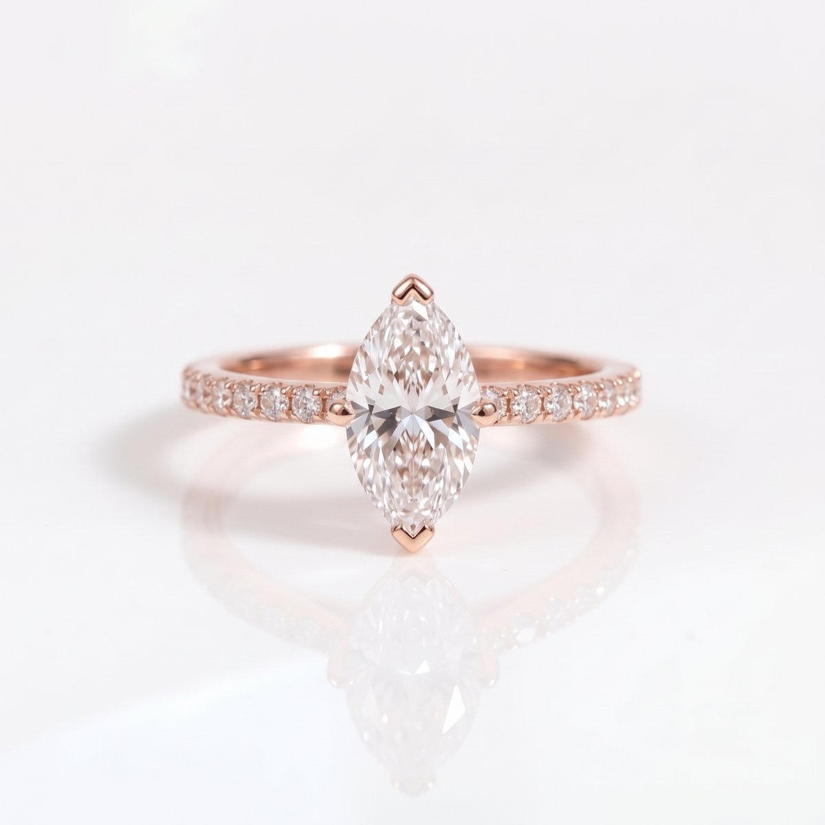 18k Gold 1ct D VVS1 Marquise Engagement Ring Julia