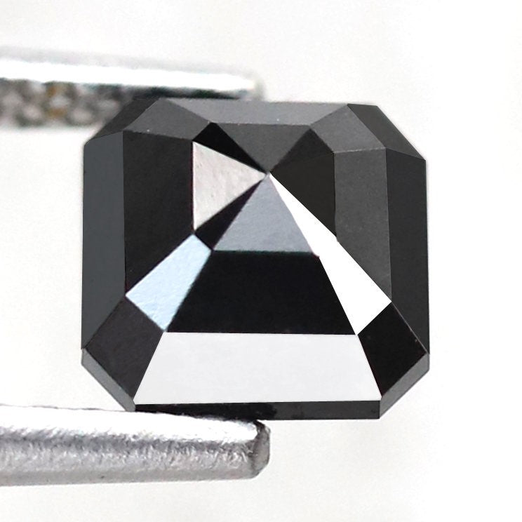 1.40 Carat Natural Diamond 6 MM Black Emerald Square Shape Emerald Cut Ring Black Emerald Necklace - Blackdiamond