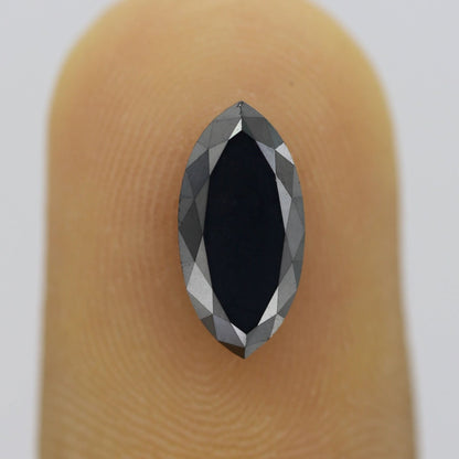 1.66 Carat Black Loose Natural Diamond 11 x 5.4 x 3.1 MM Marquise Shape Diamond Heated Black Color Diamond Perfect For Engagement Ring - Blackdiamond