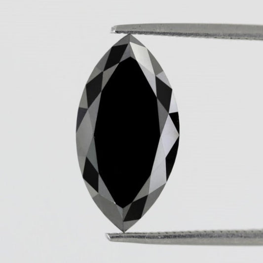 4.50 Carat Loose Natural Black Diamond Heated Black Color 16.2 x 8.4 x 4.2 MM Long Marquise Cut Perfect For Making Pave Black Diamond Ring - Blackdiamond