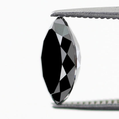 1.58 Carat Heated Black Diamond 9.7 x 6 x 3.4 MM Loose Natural Conflict Free Marquise Black Diamond Custom Design Engagement Ring - Blackdiamond