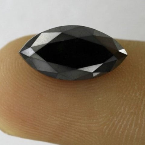 4.15 Carat Black Marquise Shape Double Cut Faceted Diamond Perfect For Engagement Ring - Blackdiamond