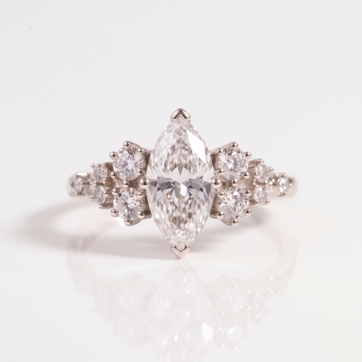 18k Gold 1ct D VVS1 Marquise Engagement Ring Celeste