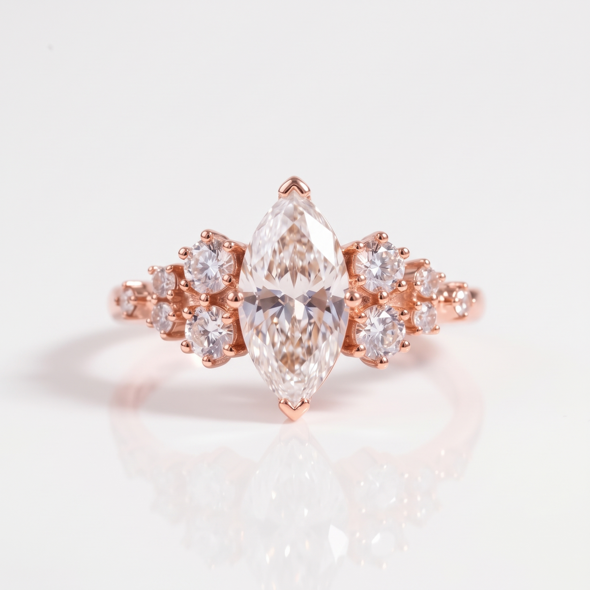18k Gold 1ct D VVS1 Marquise Engagement Ring Celeste