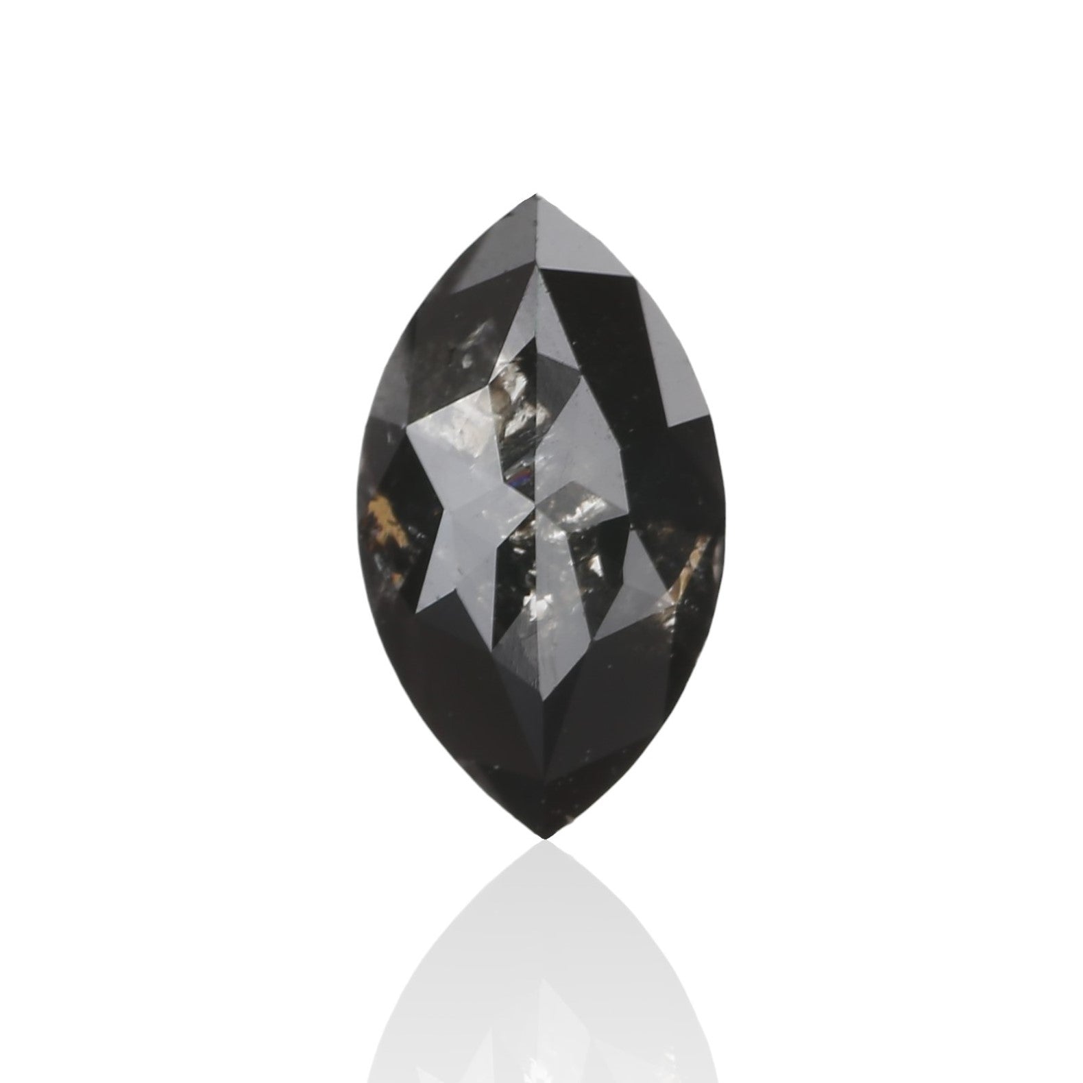 0.54 Carat 6.90 X 4 X 2.22 MM Fancy Black Marquise Rose Cut Salt and Pepper Diamond - Blackdiamond