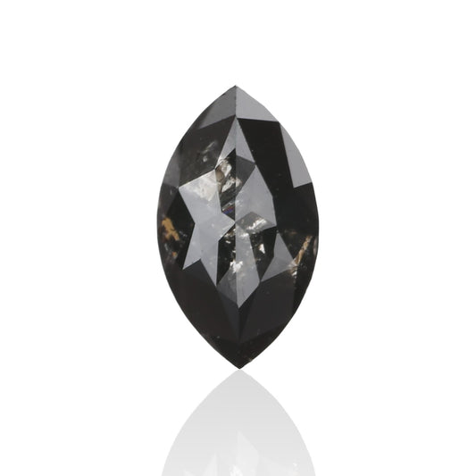 0.54 Carat  6.90 X 4 X 2.22 MM Fancy Black Marquise Rose Cut Salt and Pepper Diamond